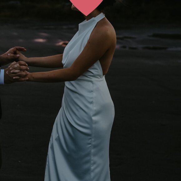 Milla White Mock Neck Sleeveless Low Slit Dress - Picture 4 of 16